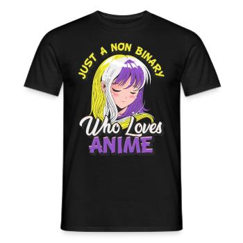 Non-binary anime girl Just a non-binary, - Men's T-Shirt - black - Front - AI Model Male 178 light (178cm)