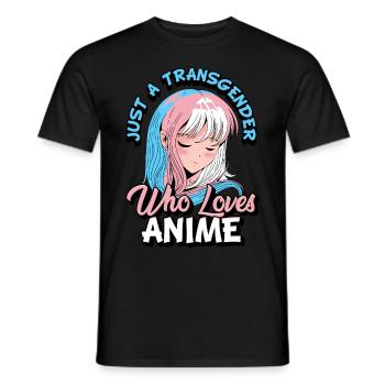 Fille d’anime trans juste une transgenre qui aime l’anime - T-shirt homme - noir - Devant - AI Model Male 178 light (178cm)