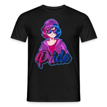 Bisexual Pride Bi Japanese Cool Anime Girl Bi - Men's T-Shirt - black - Front - AI Model Male 178 light (178cm)