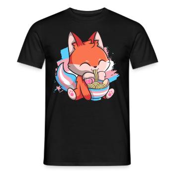 Transgender Pride Kawaii Fox Ramen Noodles Trans - T-shirt homme - noir - Devant - AI Model Male 178 light (178cm)