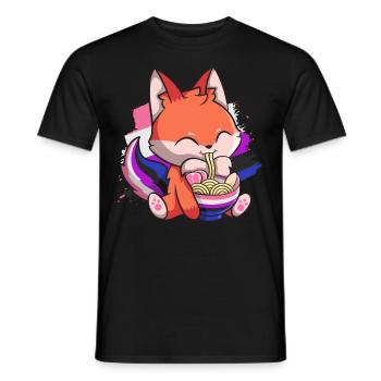 Genderfluid Stolz Kawaii Fuchs Ramen Noodles Gender - Men's T-Shirt - black - Front - AI Model Male 178 light (178cm)