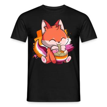 Lesbian Pride Gay Kawaii Fox Ramen Noodles Le - T-shirt homme - noir - Devant - AI Model Male 178 light (178cm)