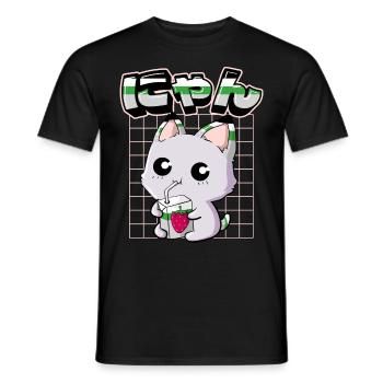 Demiromantic Pride Kawaii Cat Strawberry Milk - Men's T-Shirt - black - Front - AI Model Male 178 light (178cm)