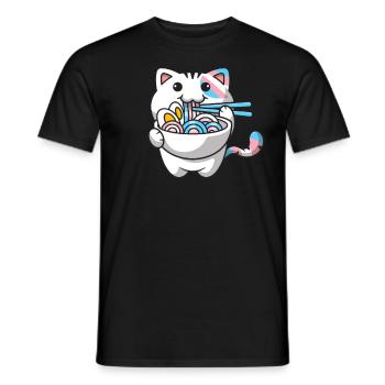 Transgender Pride Kawaii Cat Ramen Noodles Trans - T-shirt homme - noir - Devant - AI Model Male 178 light (178cm)