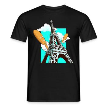 Funny Eiffel Tower French Bread Baguette - Men's T-Shirt - black - Front - AI Model Male 178 light (178cm)