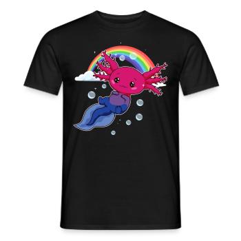 Bisexual Pride Bi Kawaii Axolotl Bisexual Flag - T-shirt homme - noir - Devant - AI Model Male 178 light (178cm)