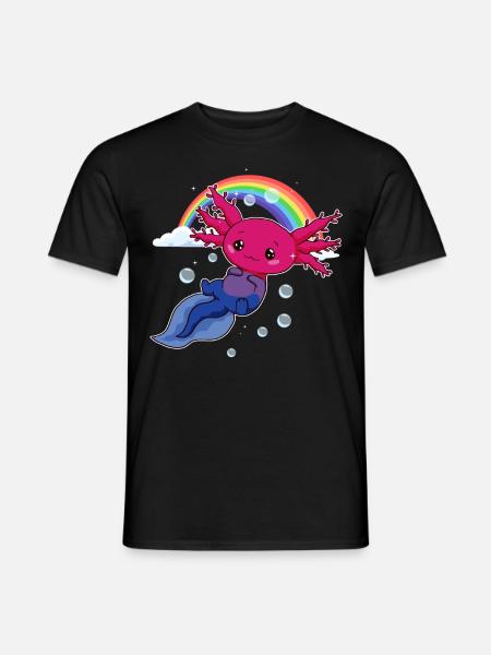 Bisexuell Stolz Bi Kawaii Axolotl Bisexuell Flagge - Mænd T-shirt - sort