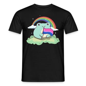Bisexual Pride Bi Kawaii Frog Bisexual Flag - T-shirt homme - noir - Devant - AI Model Male 178 light (178cm)