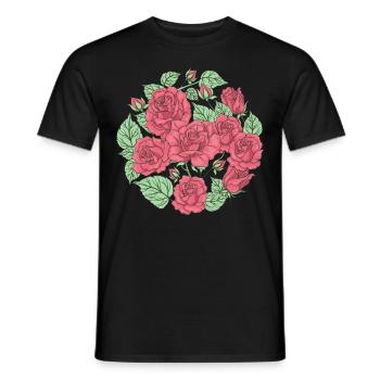 Bloomcore Ästhetische rote Rosen Flowercore Cottag - Männer T-Shirt - Schwarz - Vorne - AI Model Male 178 light (178cm)