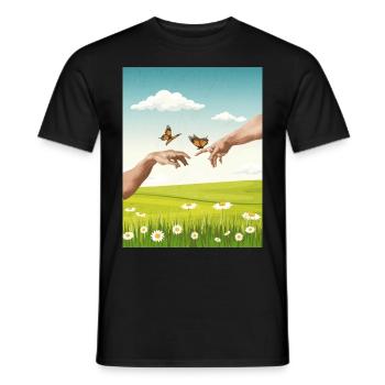 Design esthétique Bloomcore par Adam Butterfl - T-shirt homme - noir - Devant - AI Model Male 178 light (178cm)