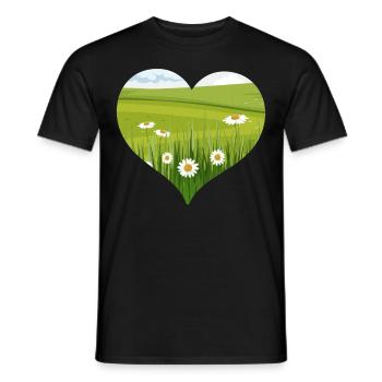 Bloomcore Esthétique Flowercore Heart Shape Cottagecor - T-shirt homme - noir - Devant - AI Model Male 178 light (178cm)