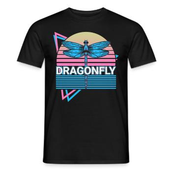 Dragonfly Dragonflies Retro - Men's T-Shirt - black - Front - AI Model Male 178 light (178cm)