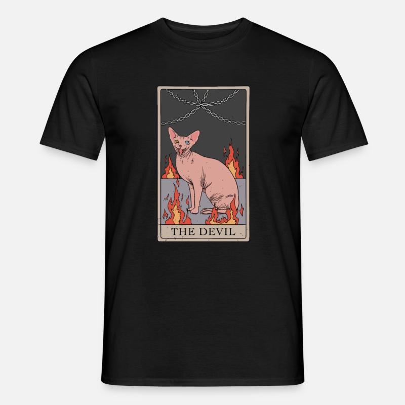 Haarlose Katze Teufel Tarotkarten Design - Männer T-Shirt - Schwarz
