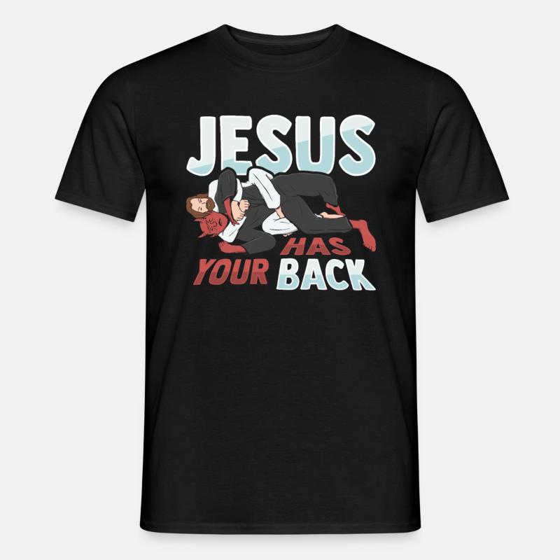 Jesus hält dir den Rücken frei Design for God Beli - Männer T-Shirt - Schwarz