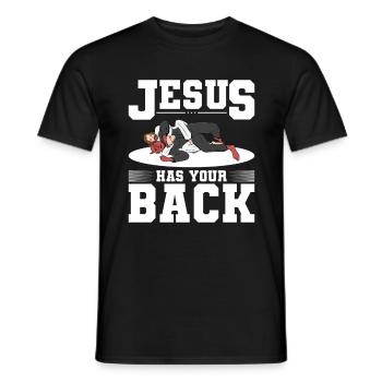 Jesus hält dir den Rücken frei Design for God Beli - Männer T-Shirt - Schwarz - Vorne - AI Model Male 178 light (178cm)