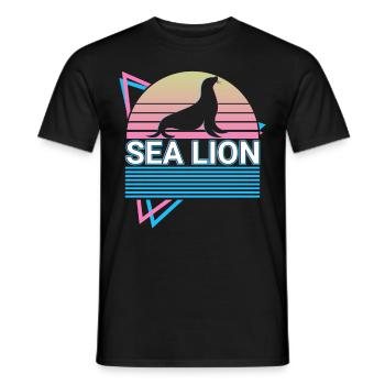 Lion de mer Rétro - T-shirt homme - noir - Devant - AI Model Male 178 light (178cm)