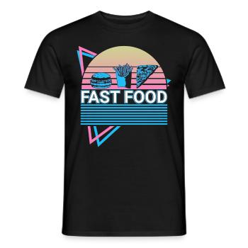 Restauration rapide rétro - T-shirt homme - noir - Devant - AI Model Male 178 light (178cm)