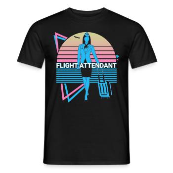 Flugbegleiterin Retro - Männer T-Shirt - Schwarz - Vorne - AI Model Male 178 light (178cm)