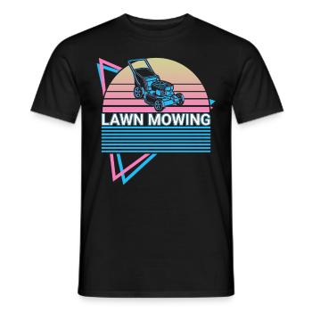 Lawn mowing retro - Men's T-Shirt - black - Front - AI Model Male 178 light (178cm)
