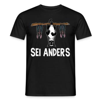 Lustige Katzen Sei Anders Be Different Schwarze - Männer T-Shirt - Schwarz - Vorne - AI Model Male 178 light (178cm)