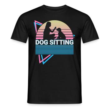 Dog Sitting Retro Trainer - T-shirt homme - noir - Devant - AI Model Male 178 light (178cm)