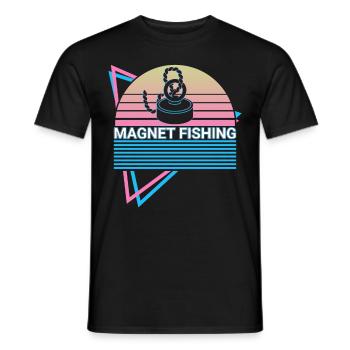 Magnet Angeln Retro - Männer T-Shirt - Schwarz - Vorne - AI Model Male 178 light (178cm)