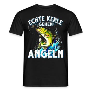 Echte Kerle Gehen Angeln Fischen Angler - Männer T-Shirt - Schwarz - Vorne - AI Model Male 178 light (178cm)