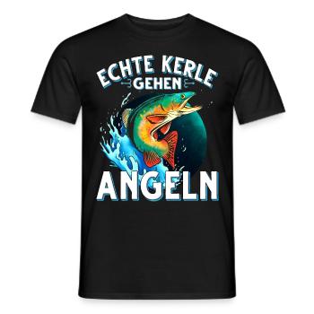 Echte Kerle Gehen Angeln Fischen Angler - Männer T-Shirt - Schwarz - Vorne - AI Model Male 178 light (178cm)