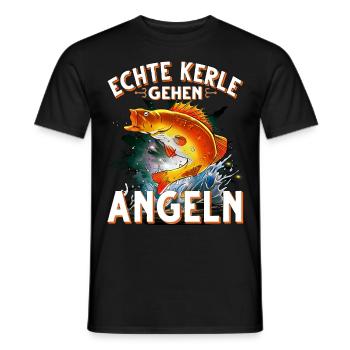Echte Kerle Gehen Angeln Fischen Angler - Männer T-Shirt - Schwarz - Vorne - AI Model Male 178 light (178cm)