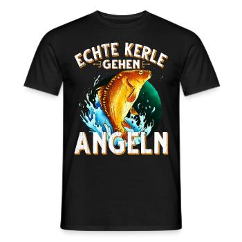 Echte Kerle Gehen Angeln Fischen Angler - Männer T-Shirt - Schwarz - Vorne - AI Model Male 178 light (178cm)