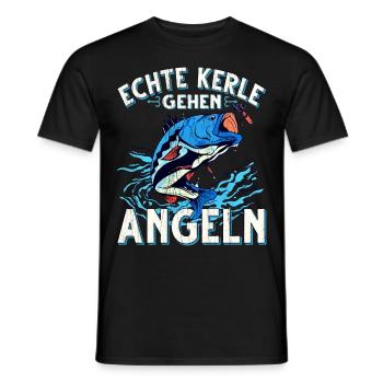 Echte Kerle Gehen Angeln Fischen Angler - Männer T-Shirt - Schwarz - Vorne - AI Model Male 178 light (178cm)