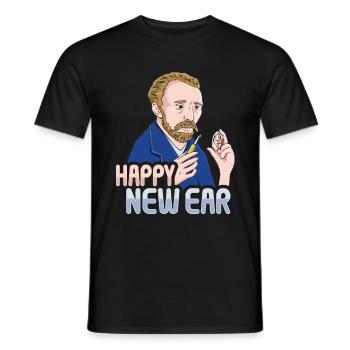 Happy New Ear Art Van Gogh - Men's T-Shirt - black - Front - AI Model Male 178 light (178cm)