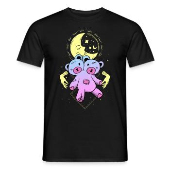 Kawaii Ours Pastel Goth Croissant de Lune Gothique - T-shirt homme - noir - Devant - AI Model Male 178 light (178cm)