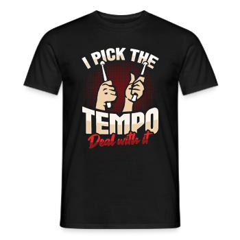 Conception de percussions de batterie - T-shirt homme - noir - Devant - AI Model Male 178 light (178cm)