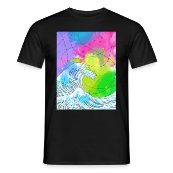 Art Academia Aesthetic Great Wave Off Kanagawa - Men's T-Shirt - black - Front - AI Model Male 178 light (178cm)