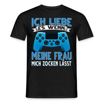 Gamer Ich Liebe meine Frau Zocker Zocken - Männer T-Shirt - Schwarz - Vorne - AI Model Male 178 light (178cm)