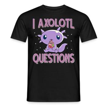 Axolotl. I Axolotl Questions - Männer T-Shirt - Schwarz - Vorne - AI Model Male 178 light (178cm)
