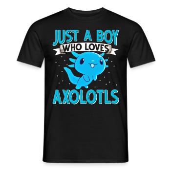 Axolotl. Just a boy qho loves axolotls - Männer T-Shirt - Schwarz - Vorne - AI Model Male 178 light (178cm)