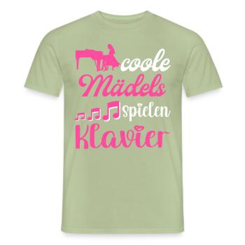 Coole Mädels spielen Klavier Damen - Männer T-Shirt - Sage - Vorne - AI Model Male 178 light (178cm)