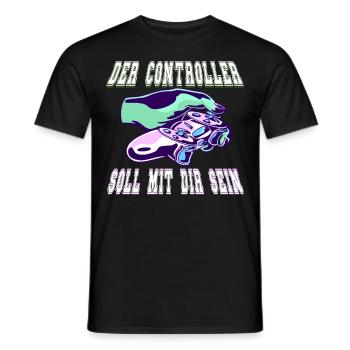 Der Controller Soll Mit Dir Sein. Videospiele - Männer T-Shirt - Schwarz - Vorne - AI Model Male 178 light (178cm)