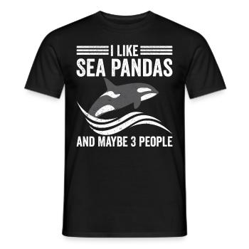 Funny Orca Whale Sea Panda and maybe 3 Mens - Men's T-Shirt - black - Front - AI Model Male 178 light (178cm)
