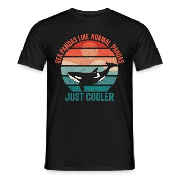 Drôle d’orque de mer Panda Rétro - T-shirt homme - noir - Devant - AI Model Male 178 light (178cm)