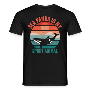 Drôle d’orque de mer Panda Rétro - T-shirt homme - noir - Devant - AI Model Male 178 light (178cm)
