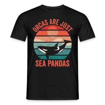 Drôle d’orque de mer Panda Rétro - T-shirt homme - noir - Devant - AI Model Male 178 light (178cm)