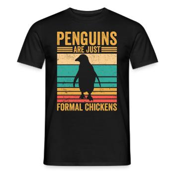 Funny penguins Penguins are just formal chickens - Men's T-Shirt - black - Front - AI Model Male 178 light (178cm)