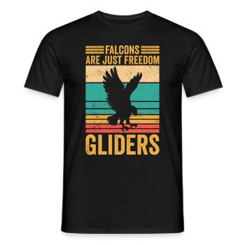 Funny falcons are just freedom gliders retro - Men's T-Shirt - black - Front - AI Model Male 178 light (178cm)