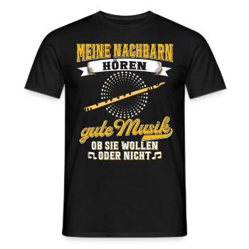 Flöte Orchester Flötenspieler Musik Flötist - Männer T-Shirt - Schwarz - Vorne - AI Model Male 178 light (178cm)