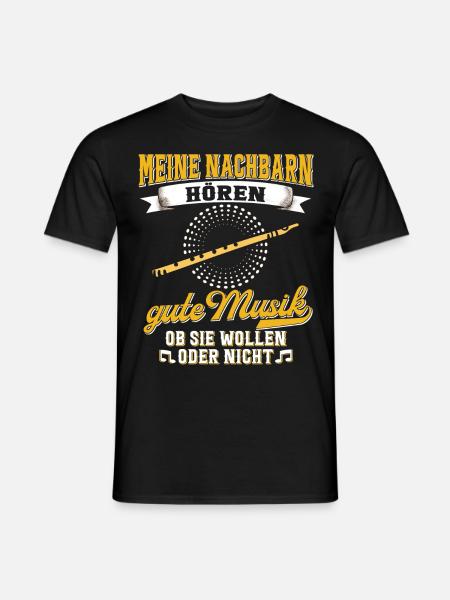 Flöte Orchester Flötenspieler Musik Flötist - Männer T-Shirt - Schwarz