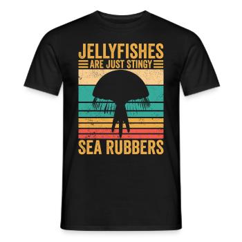 Funny jellyfish are just stingy sea gums Retr - Men's T-Shirt - black - Front - AI Model Male 178 light (178cm)