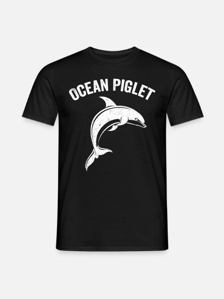 Funny Dolphin Ocean Piglet - Men's T-Shirt - black